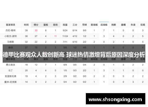 德甲比赛观众人数创新高 球迷热情激增背后原因深度分析